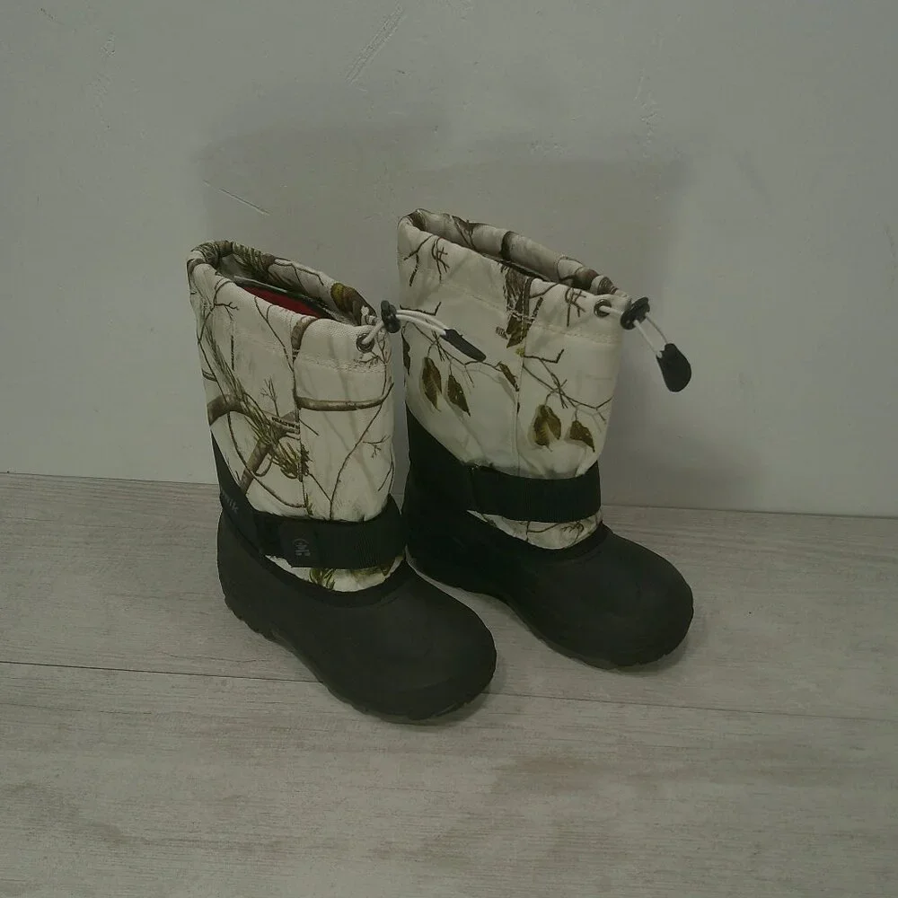 Kamik Rocket White Camo Waterproof Winter Snow Boot Kids w/ Inserts Size 13